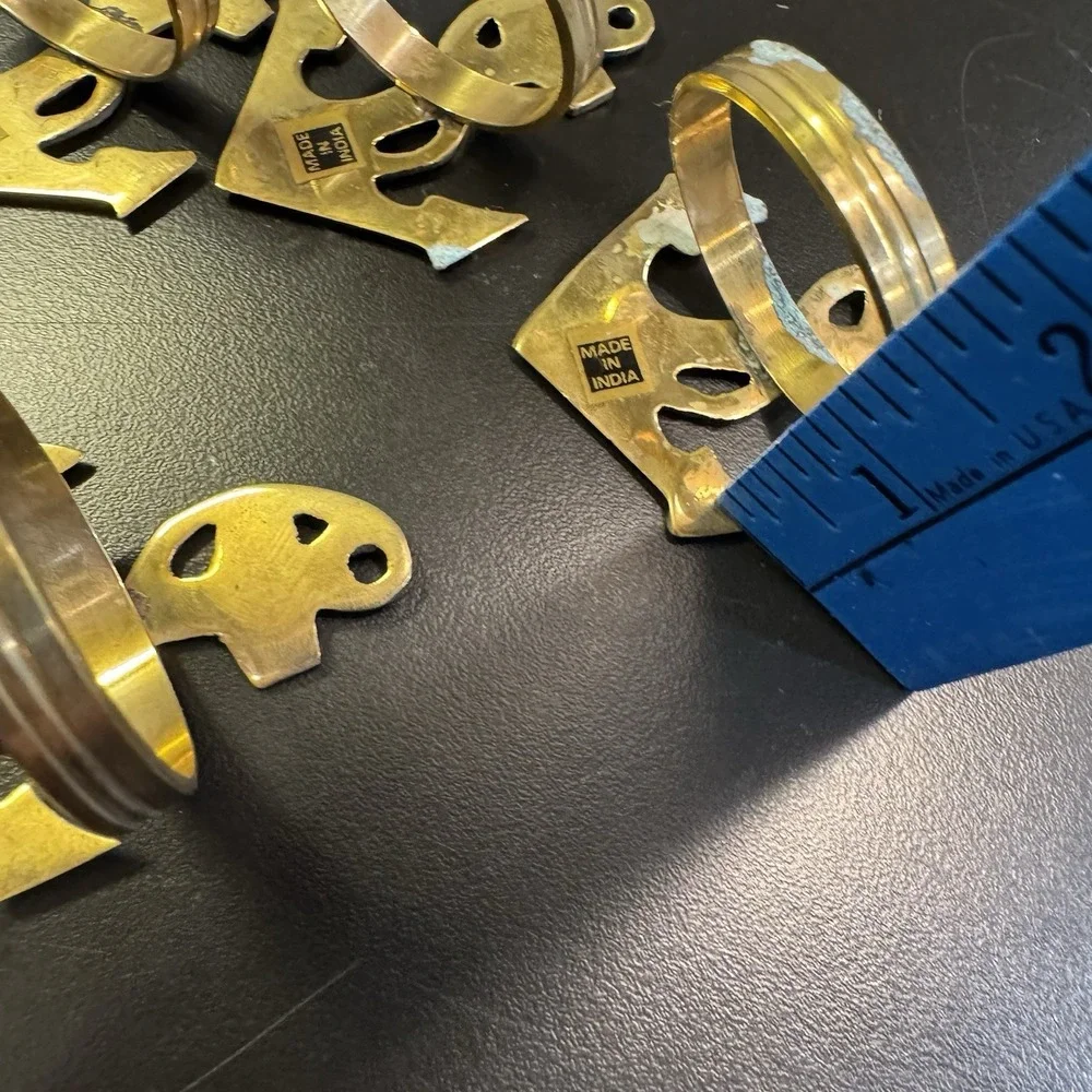 Brass Napkin Rings Set‎ Of 4 Anchors Nautical With Patina